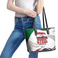 Syria Independence Day Leather Tote Bag with National Flag and Emblem