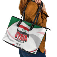 Syria Independence Day Leather Tote Bag with National Flag and Emblem