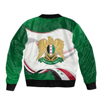 Syria Independence Day Sleeve Zip Bomber Jacket with National Flag and Emblem