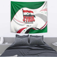 Syria Independence Day Tapestry with National Flag and Emblem