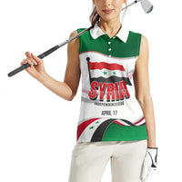 Syria Independence Day Women Sleeveless Polo Shirt with National Flag and Emblem