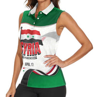 Syria Independence Day Women Sleeveless Polo Shirt with National Flag and Emblem