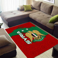 Syria National Emblem Area Rug with Map and Flag Pattern