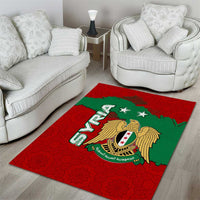 Syria National Emblem Area Rug with Map and Flag Pattern