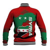 Syria National Emblem Baseball Jacket with Map and Flag Pattern