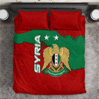 Syria National Emblem Bedding Set with Map and Flag Pattern