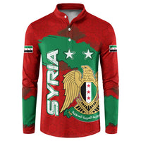 Syria National Emblem Button Sweatshirt with Map and Flag Pattern