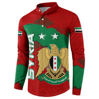 Syria National Emblem Button Sweatshirt with Map and Flag Pattern