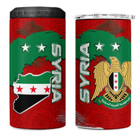 Syria National Emblem 4 in 1 Can Cooler Tumbler with Map and Flag Pattern