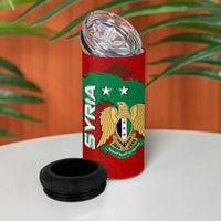 Syria National Emblem 4 in 1 Can Cooler Tumbler with Map and Flag Pattern