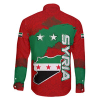 Syria National Emblem Family Matching Off Shoulder Short Dress and Hawaiian Shirt with Map and Flag Pattern