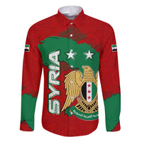 Syria National Emblem Family Matching Short Sleeve Bodycon Dress and Hawaiian Shirt with Map and Flag Pattern