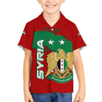 Syria National Emblem Family Matching Summer Maxi Dress and Hawaiian Shirt with Map and Flag Pattern