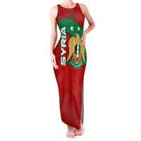 Syria National Emblem Family Matching Tank Maxi Dress and Hawaiian Shirt with Map and Flag Pattern