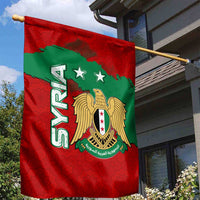 Syria National Emblem Garden Flag with Map and Flag Pattern