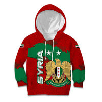 Syria National Emblem Kid Hoodie with Map and Flag Pattern