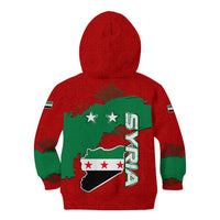 Syria National Emblem Kid Hoodie with Map and Flag Pattern