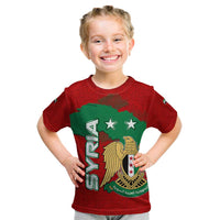 Syria National Emblem Kid T Shirt with Map and Flag Pattern