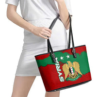 Syria National Emblem Leather Tote Bag with Map and Flag Pattern