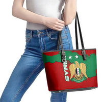 Syria National Emblem Leather Tote Bag with Map and Flag Pattern
