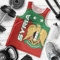 Syria National Emblem Men Tank Top with Map and Flag Pattern