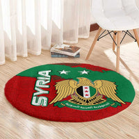 Syria National Emblem Round Carpet with Map and Flag Pattern