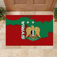 Syria National Emblem Rubber Doormat with Map and Flag Pattern