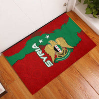 Syria National Emblem Rubber Doormat with Map and Flag Pattern
