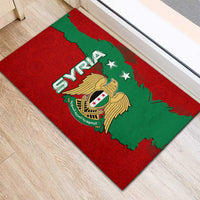 Syria National Emblem Rubber Doormat with Map and Flag Pattern