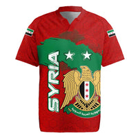 Syria National Emblem Rugby Jersey with Map and Flag Pattern