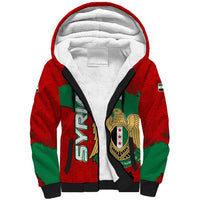 Syria National Emblem Sherpa Hoodie with Map and Flag Pattern
