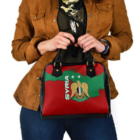 Syria National Emblem Shoulder Handbag with Map and Flag Pattern