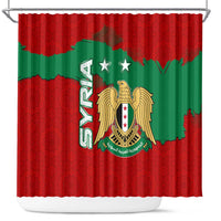 Syria National Emblem Shower Curtain with Map and Flag Pattern