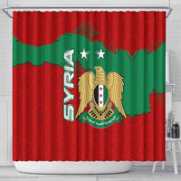 Syria National Emblem Shower Curtain with Map and Flag Pattern