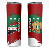 Syria National Emblem Skinny Tumbler with Map and Flag Pattern