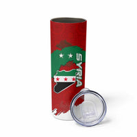 Syria National Emblem Skinny Tumbler with Map and Flag Pattern