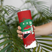 Syria National Emblem Skinny Tumbler with Map and Flag Pattern