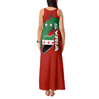 Syria National Emblem Tank Maxi Dress with Map and Flag Pattern