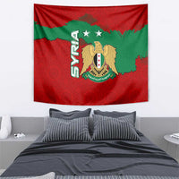 Syria National Emblem Tapestry with Map and Flag Pattern