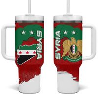Syria National Emblem Tumbler With Handle with Map and Flag Pattern