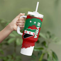 Syria National Emblem Tumbler With Handle with Map and Flag Pattern