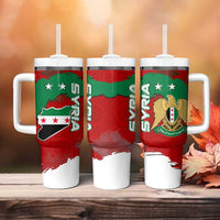 Syria National Emblem Tumbler With Handle with Map and Flag Pattern