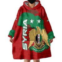 Syria National Emblem Wearable Blanket Hoodie with Map and Flag Pattern