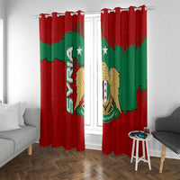 Syria National Emblem Window Curtain with Map and Flag Pattern