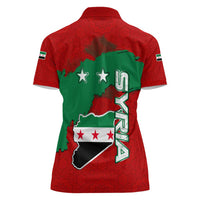 Syria National Emblem Women Polo Shirt with Map and Flag Pattern