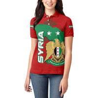 Syria National Emblem Women Polo Shirt with Map and Flag Pattern