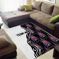 Personalized Bowling Flame Area Rug Black and White Split Pattern and Purple Fireball Graphics - Wonder Print Shop