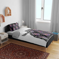 Personalized Bowling Flame Bedding Set Black and White Split Pattern and Purple Fireball Graphics - Wonder Print Shop