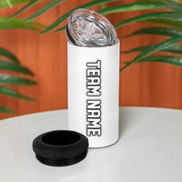 Personalized Bowling Flame 4 in 1 Can Cooler Tumbler Black and White Split Pattern and Purple Fireball Graphics - Wonder Print Shop