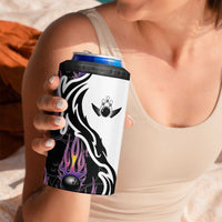 Personalized Bowling Flame 4 in 1 Can Cooler Tumbler Black and White Split Pattern and Purple Fireball Graphics - Wonder Print Shop